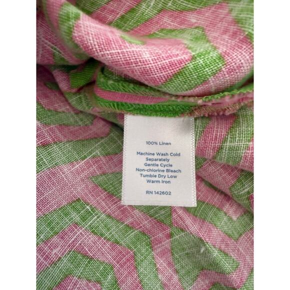 STS Sail to Sable 100% Linen Pink & Green Print Mini Dress Cover-Up Size XXS - Picture 7 of 8